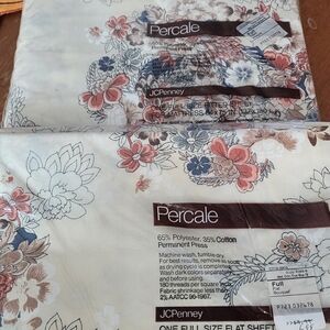 JCPenney Percale Floral Full Size Flat Sheet